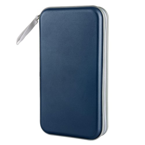Siveit CD Case, DVD Case Holder 96 Capacity Hard Plastic CD DVD Disc Cases Storage Binder Wallet for Car Home Office Travel (Dark Blue)