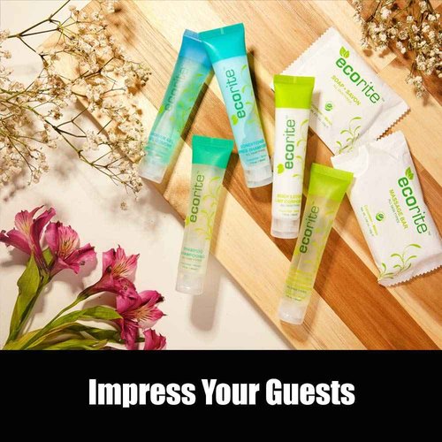 Ecorite Body Wash with Cucumber-Melon Fragrance, Travel Size Hotel Amenities Biodegradable/Recyclable Tube, 1 fl oz/30 ml, Pack of 288