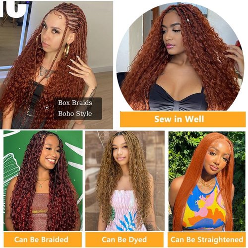 QTHAIR Deep Wave Bulk Human Hair For Braiding No Weft (24"#350 Ginger)16A 100% Unprocessed Brazilian Deep Wave Human Hair Virgin Hair Extensions Two Bundles Micro Braiding