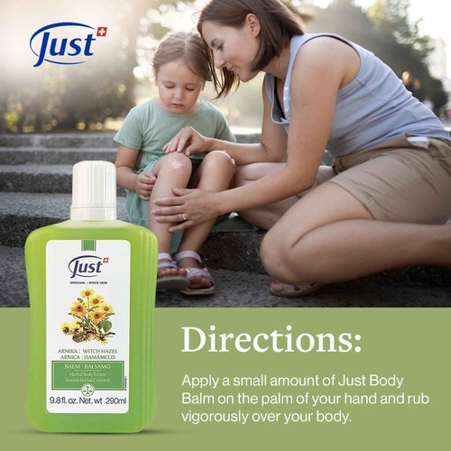 Arnica Body Lotion Balm, 290ml. Alternative Pre-Work Out Balm, Soothes Joint Pain & Muscle Cramps. Refreshing Balm For Bruises & Itches. Arnica Body Balm by Swiss Just.