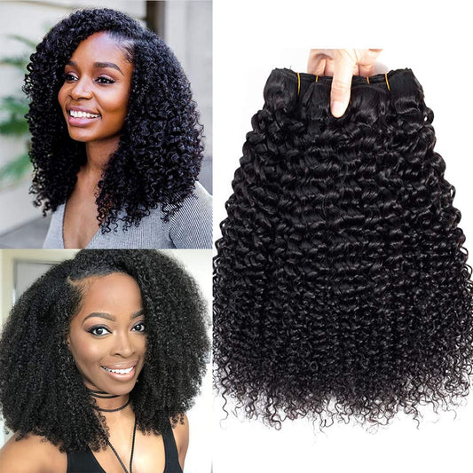 Luxnovolex Curly Bundles Human Hair Brazilian Kinky Curly Virgin Hair 18 inch 3 Bundles 9A Grade Unprocessed Remy Virgin Curly Human Hair Weave Extensions with Natural Black Color
