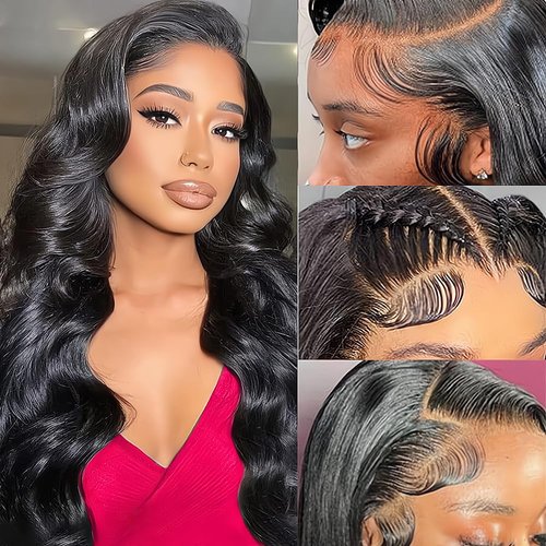Adyutrlia Body Wave Wigs Human Hair 180% Density 13x4 HD Lace Front Wigs Human Hair Pre Plucked Body Wave Glueless Wigs Human Hair Lace Frontal Wigs for Women 22 Inch