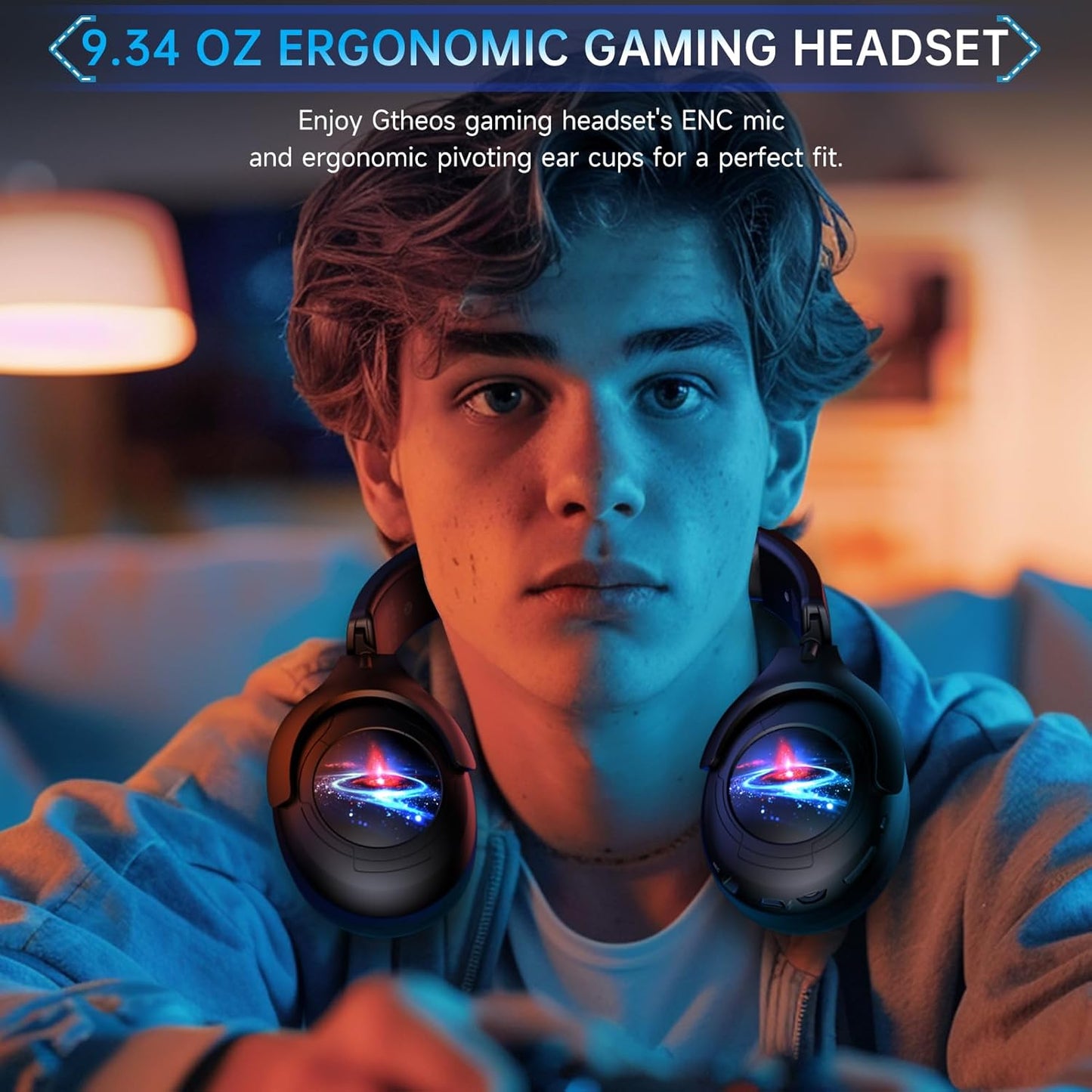 2.4GHz Gaming Headset Wireless for PS5, PS4, PC, Switch, Fortnite/Minecraft/FPS Gamers, Bluetooth 5.3 Gaming Headphones with Noise Canceling Mic, 45H+ Battery, Bass Sound, RGB Light -Black