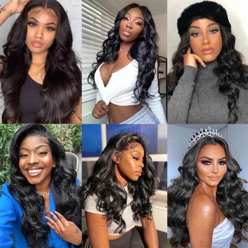 Ladiaryf Body Wave Human Hair Long Brazilian Virgin Hair Bundles - Natural Black Color, Can Be Dyed and Styled - 3 Weave Bundles - Total 300g - 22, 24, 26 Inch