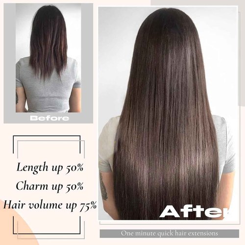 VKHAIR Clip in Hair Extensions Real Human Hair 20 inch, 8Pcs/120g Human Hair Clip in Extensions, Seamless Clip in Hair Extensions Human Hair #4/27 Medium Brown/Dark Blonde, 20 Inch