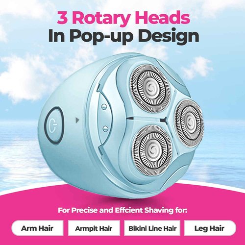 Pop Sonic Moon Shaver (Slate) - Face & Body Shavers for Men & Women - 3 Floating Rotary Heads Face Shaver w/Removable Cap - Long Lasting Lithium-ion Battery Portable Electric Shaver & Leg Shaver