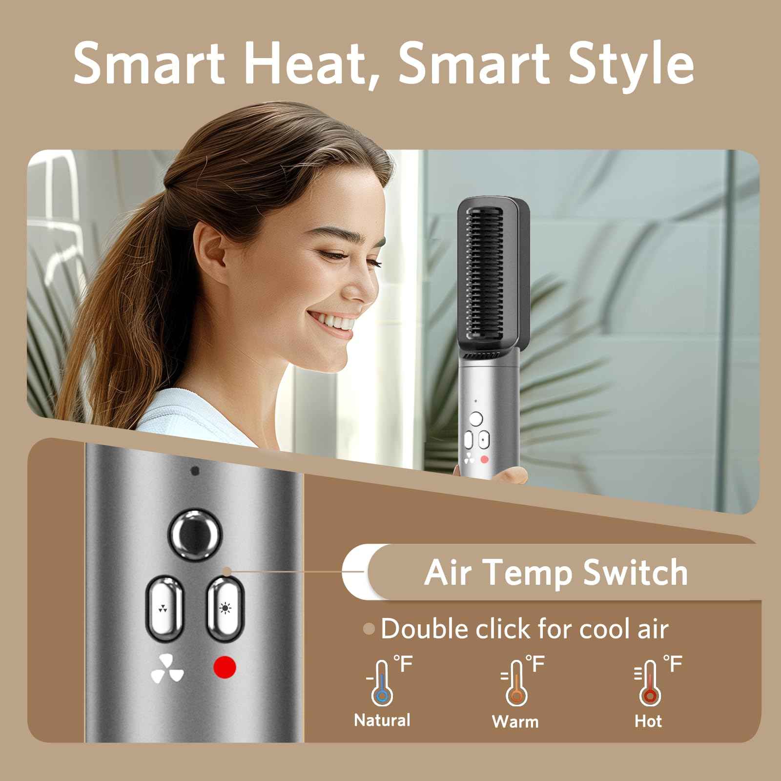 Hair Dryer Brush 6 in 1 Hair Styler, Jolitoi Air Styler with 110,000 RPM High-Speed Negative Ionic Hair Dryer, Auto Wrap Curler, Blow Dryer Brush for Volumize, Straight, Wavy, Curly (Dark Grey)