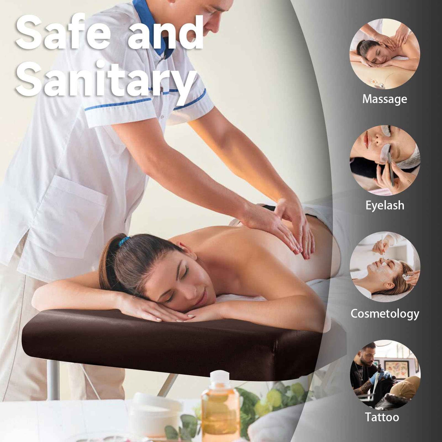 WUSOUPU PU Leather Cover for Massage Table Wipeable Massage Bed Protector Cover Made of 4-Ways Elastic 100% Waterproof Material, Machine Washable, Fit Rectangular Tables 28-32" Wide (Coffee)