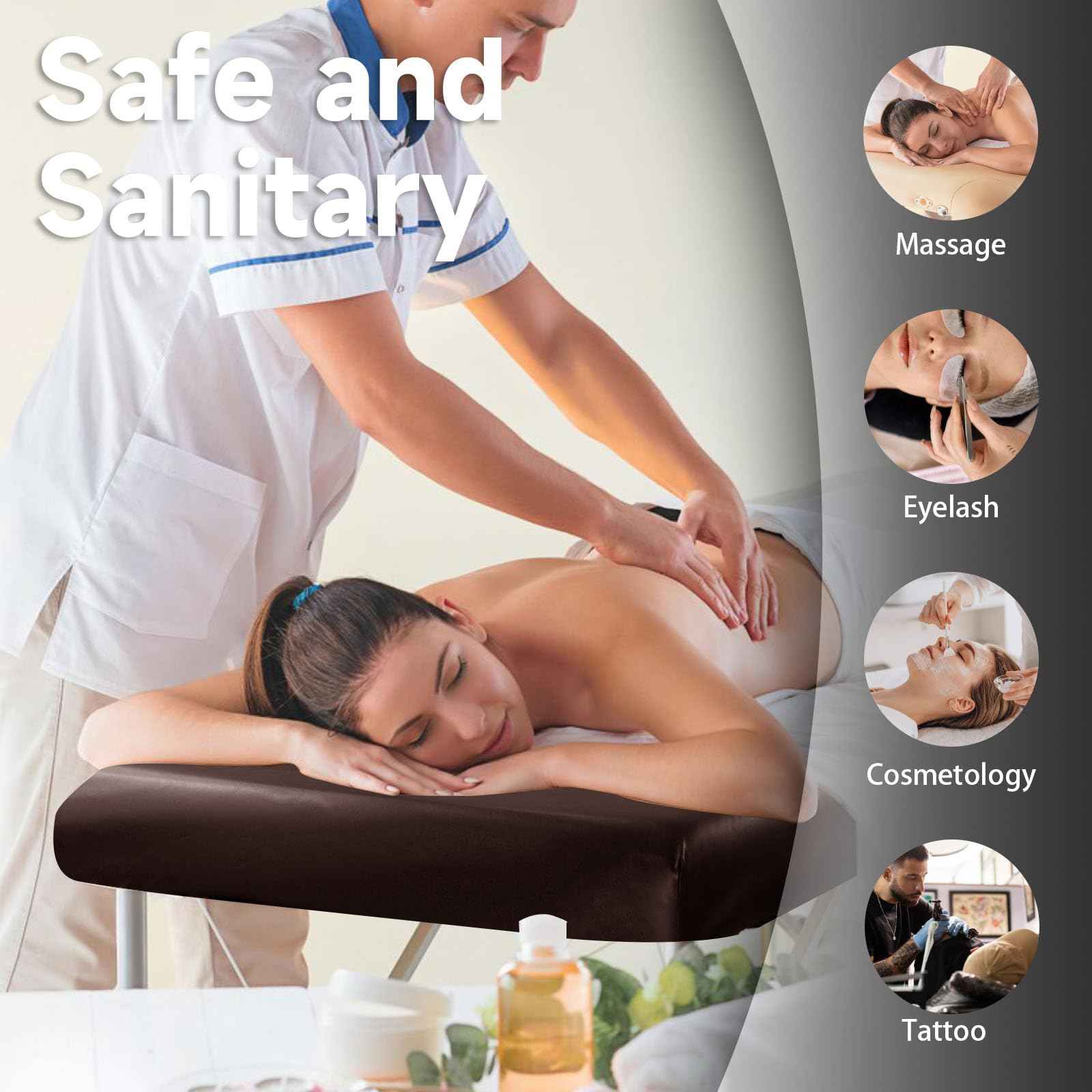 WUSOUPU PU Leather Cover for Massage Table Wipeable Massage Bed Protector Cover Made of 4-Ways Elastic 100% Waterproof Material, Machine Washable, Fit Rectangular Tables 28-32" Wide (Coffee)