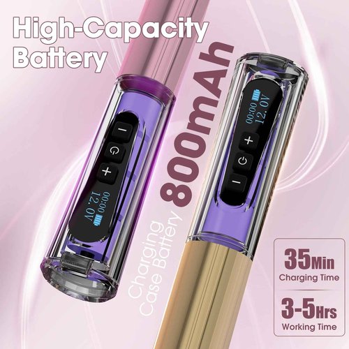 POPUPMU Tattoo Machine Kit - Wireless Tattoo Pen 3.0mm Stroke Length 800mAh Coreless Motor Rotary Gun Pen Set with Lining Needles Round Liner 18Pcs for Tattoo Beginner Artist Pink(NORA)