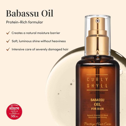 CURLYSHYLL Babassu Oil for Hair | Lightweight Moisturizing Oil for Dry or Damaged Hair | Soft, Non-Sticky Finish | Paraben-Free | 100ml