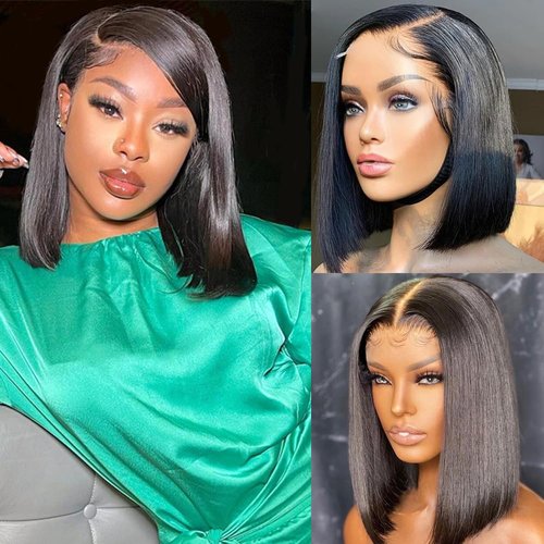 Karlami 5X5 Closure Bob Wig Human Hair Frontal Lace Wig Glueless Wigs Human Hair Pre Plucked Transparent Bob Lace Front Wigs for Women 150% Density