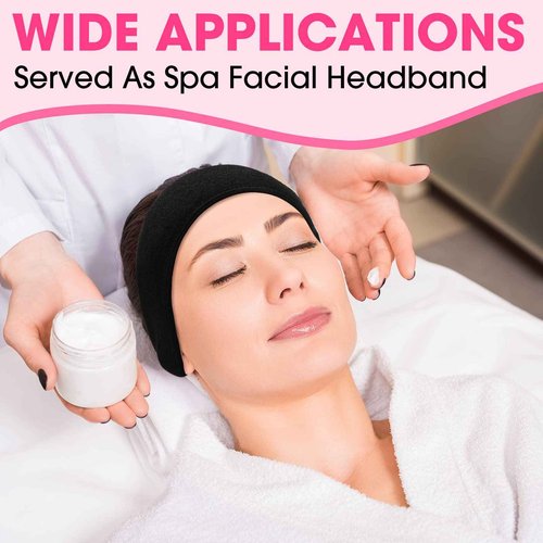 Tigeen 80 Pcs Spa Headband Bulk Adjustable Facial Headbands for Women Skincare Makeup Shower Hair Wraps for Washing Face(Black)