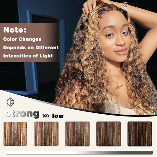 Borchan 4/27 Water Wave Human Hair Bundles Highlight Blonde Bundles Brazilian Virgin Hair 14 16 18 Inches 100% Unprocessed Human Hair Weft Ombre Honey Blonde Quick Weave for Women