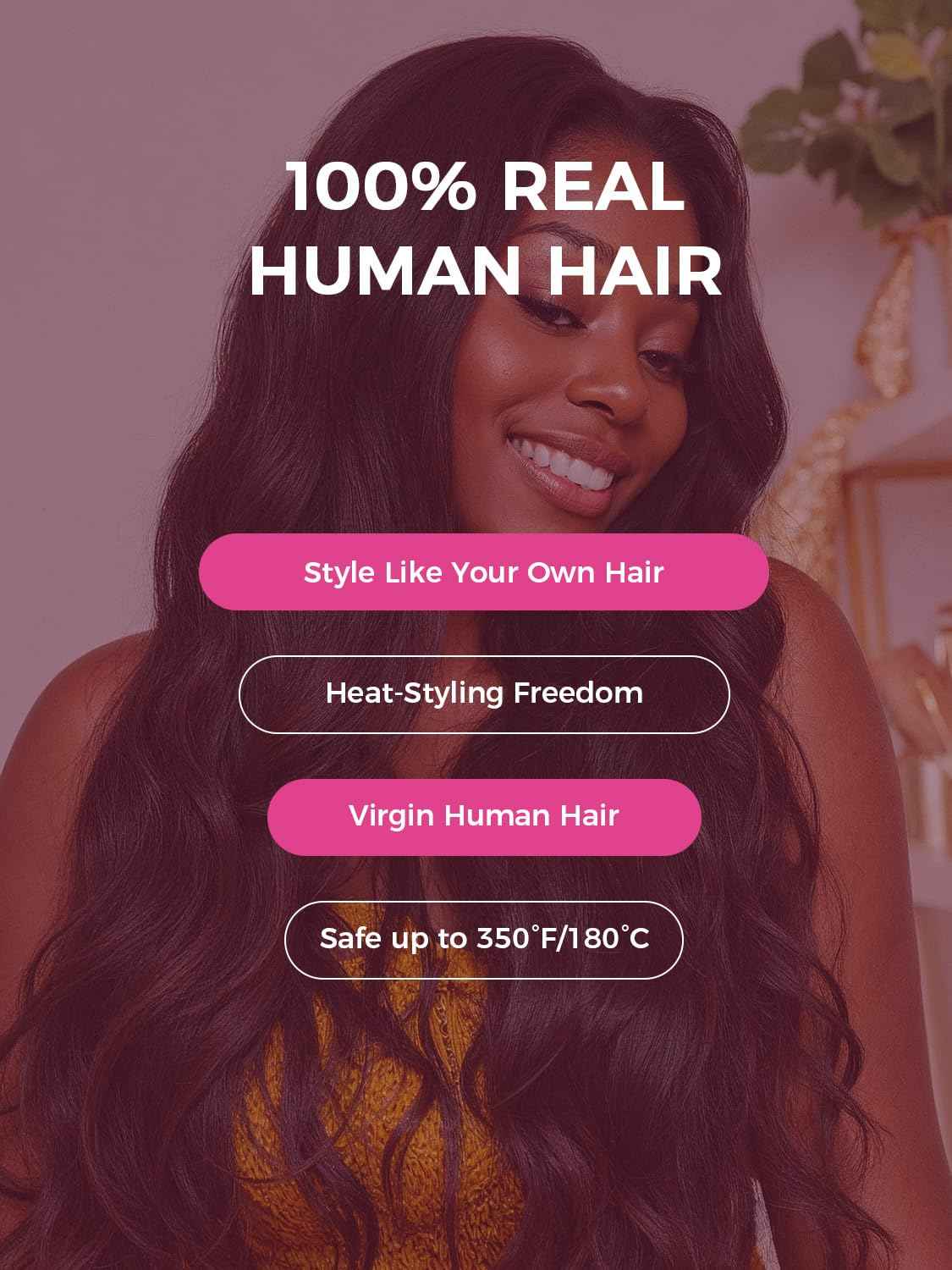 Lashey V Shape Invisible Clip in & Lace Clip in Hair Extensions Human Hair, 18 Inch 120g Set (1 V-Shaped + 2pcs Lace Clip ins), Natural Black Body Wave No Leave Out Hair Extension for Women