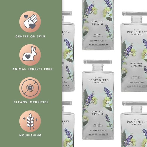 Pecksniff's Hyacinth & Jasmine Bath Soak Decanter | 500ml/16.9 Fl Oz