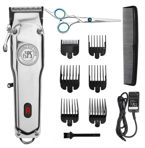 Tips for Clips Professional Hair Clippers for Men - Cordless Hair Clippers Machine - Barber Electric Hair Trimmer Men Clippers & Accessories Set - Grooming Beard & Hair Cutting Kit (13 Pieces)