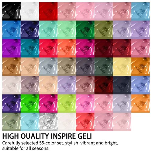finger secret 55 Color Gel Nail Polish Set, Full Colors Necessary Professional Nail Art DIY Tools, 8ml each Lasting and Durable Soak Off Gel/UV Nail Polish Ideal for Nail Salon or Home DIY