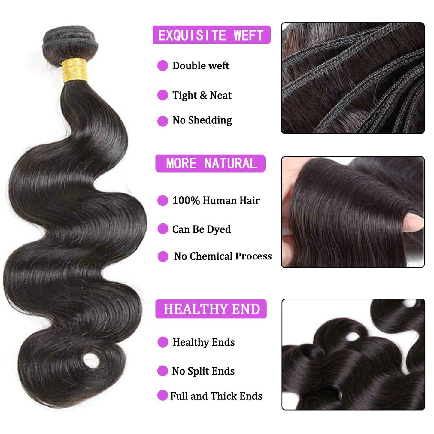Human Hair Bundles with Closure Body Wave 3 Bundles with Closure(18 20 22+16) Unprocessed Brazilian Human Hair Bundles with 4x4 Lace Closure