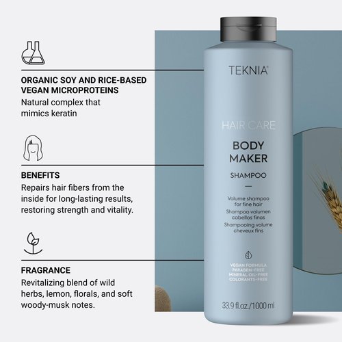 LAKMÉ Teknia Body Maker Shampoo, Volume Shampoo for Fine Hair, Hair Volumizing Products, 33.8 Fl Oz