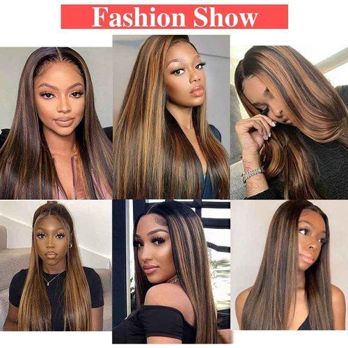 Legendhair Glueless #FB30 Ombre V Part Wigs Human Hair Balayage Brown Straight Human Hair Wigs for Black Women Highlight Upgrade U Part Wig Full Head Clip In Half Wig No Leave Out 180% Density 20 Inch