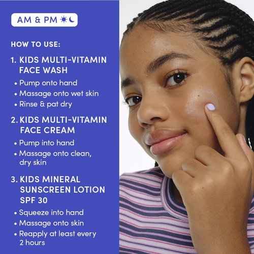 Evereden Kids Skincare Bundle: 1-2-3 Routine with Multi-Vitamin Face Wash, Cream, SPF 30 & Spa Headband – Gentle, Nourishing Skincare & Fun Hair Management for Kids – Perfect for Daily Care
