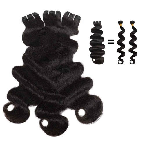 Lemoda Body Wave Virgin Human Hair Bundles 14 16 18 Inch Body Wave 100% Unprocessed Raw Human Hair Extensions Double Weft No Shedding No tangle Hair Weave 3 Bundles Natural Black