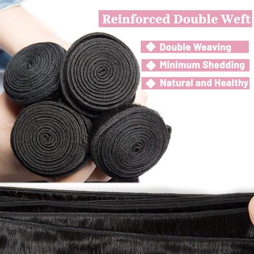 Human Hair Bundles Straight Bundles Human Hair 20 20 20 Inch 100% Unprocessed Brazilia Virgin Hair Double Weft Weave Deals Natural Black - 3 Pack, Style Keep Texture Silky Soft, Hair Extension