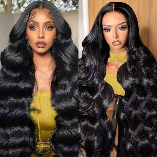 Abhayy 30 Inch Body Wave Lace Front Wigs Human Hair 13x4 HD Transparent Lace Frontal Wigs Human Hair for Women 250% Density Glueless Wigs Pre Plucked with Baby Hair
