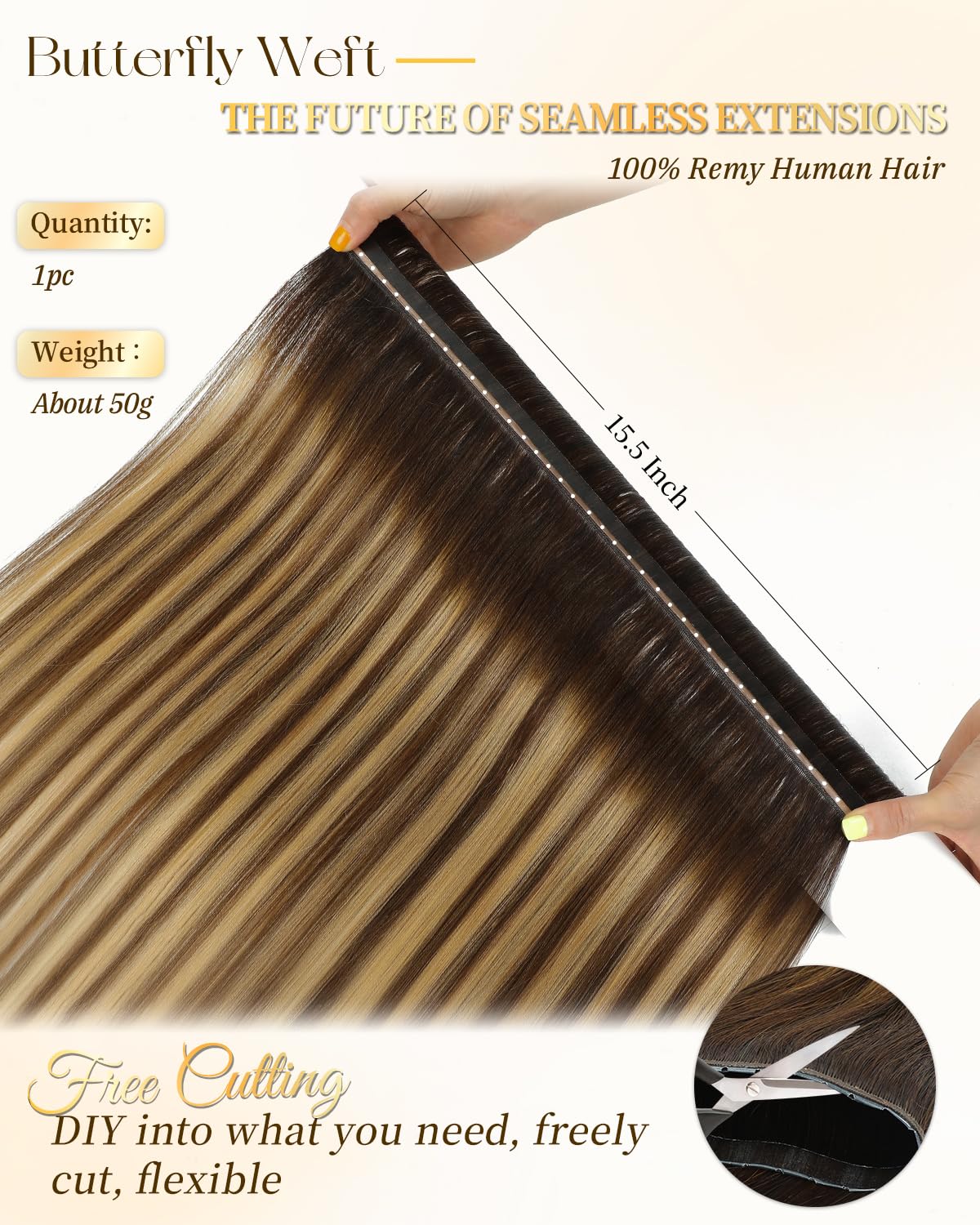 PANEWAY Butterfly Weft Hair Extensions Real Human Hair Layer Invisible PU OVO Extensions No Glue Genius Weft with Micro Beads for Short/Thin Hair (#P6/16/T2,20 Inch)
