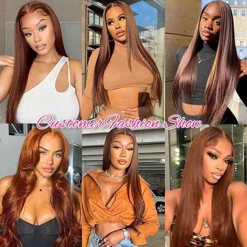 Younsolo Brown Bundles Human Hair Straight 3 Bundles 100% Unprocessed Brazilian Bundles Human Hair 12A Chocolate Brown Straight Bundles Hair Extensions 4# Color 16 18 20 Inch