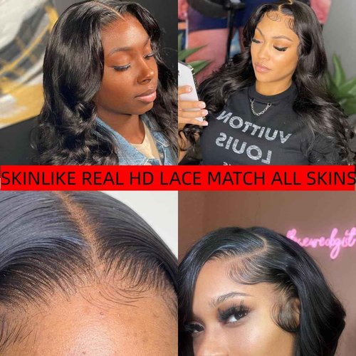 Savasana 4x4 HD Lace Closure Human Hair Body Wave Pre Plucked with Baby Hair 4x4 Closure for Black Women Skin Like Brazilian Virgin Natural Black 14 Inch