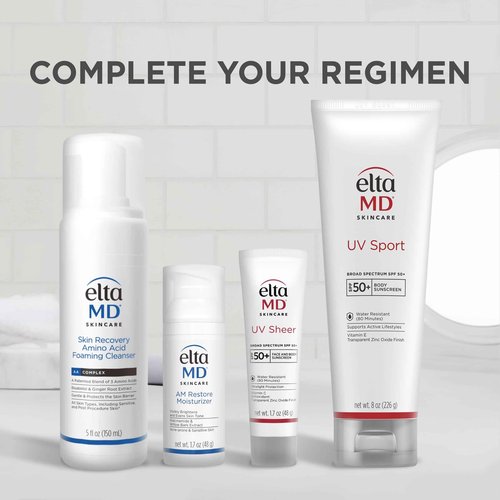 EltaMD UV Sport Sunscreen Lotion, SPF 50 Body Sunscreen, Water and Sweat Resistant, Oil-Free, Zinc Oxide Formula, 8 oz Tube