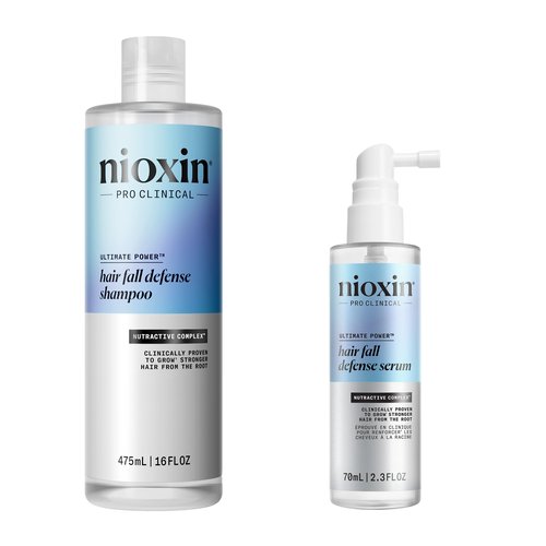 Nioxin Hair Fall Defense Shampoo | Activates Hair Follicles for Visibly Less Hair Loss | 16 Fl Oz + Nioxin Hair Fall Defense Intensive Daily Leave-In Hair Treatment | 2.3 Fl oz.