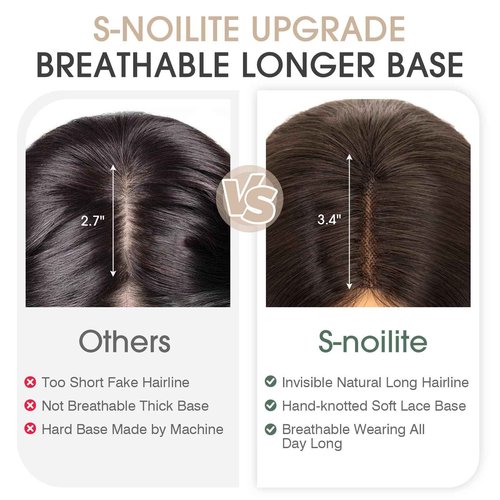 S-noilite Real Human Hair Toppers for Women - 100% Real, 2.25"x6" Lace Silk Base, 12" Dark Chocolate Brown