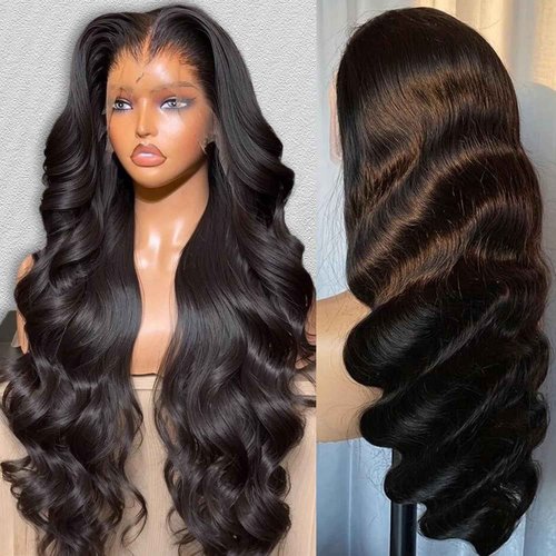 BOSDIOS 13x6 Body Wave Lace Front Wigs Human Hair 200% Density HD Lace Front Wigs Human Hair Pre Plucked Natural Color Glueless Wig 100% Virgin Lace Front Wigs for Women(26inch)