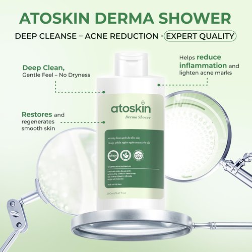 Atoskin Derma Shower (3 Pack) – Herbal Body Cleanser for Oily & Acne-Prone Skin, with Rosemary & 7 Botanical Extracts (28.41 oz)