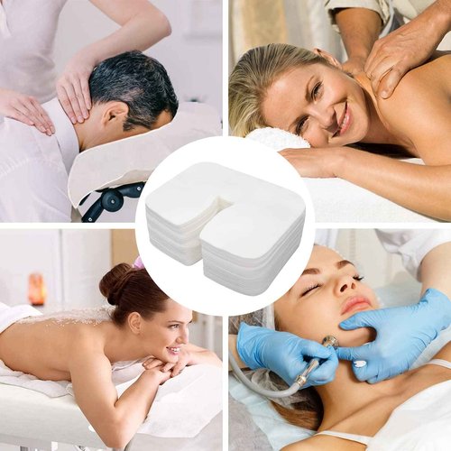 800 count Disposable Face Cradle Covers Non-Sticking Disposable Massage Headrest Covers Ultra Soft Medical-Grade SPA Face Rest Covers Headrest Covers for Massage Table Chairs 14.2" x 10.6" (800Pcs)