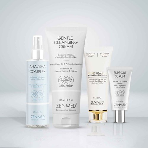 ZENMED Free and Clear Combo with Omegaceramide, Gentle Cleansing Cream, Support Serum, Facial Cleansing Gel