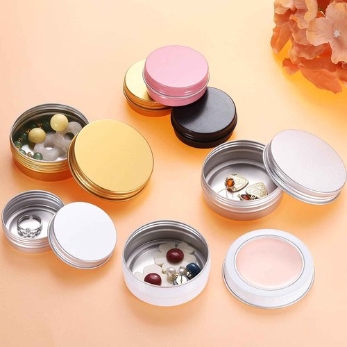 uxcell 2 Oz Tin Cans, 40 Pcs Aluminum Round Tins, Travel Sized Small Metal Tins Cosmetic Sample Containers with Clear Lid for Lotion Bars Beard Balms Candles, White
