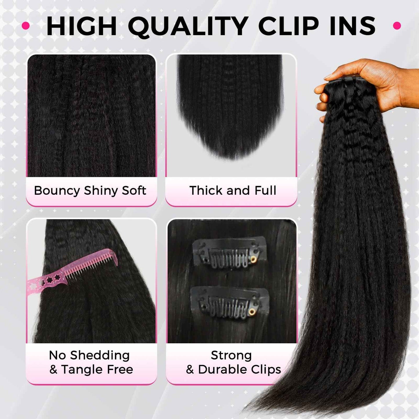 Lashey Invisi Edge Clip in Hair Extensions, 7pcs 110g 16 Inch Natural Black Seamless Clip in Hair Extensions Human Hair Kinky Straight Real Remy Human Hair