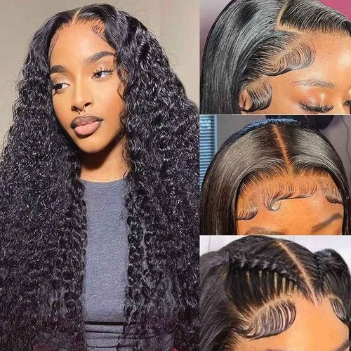 Daules 5x5 Deep Wave HD Lace Closure Wigs Human Hair 5x5 Curly Closure Wig for Women 180% Density Pre Plucked with Baby Hair Glueless Deep Wave Wig Super Soft 20 inch