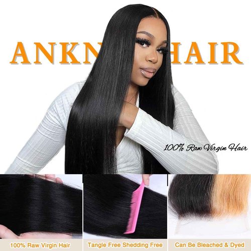 Anknia 5x5 SKINLIKE HD Lace Closure, Invisible HD Lace Closure Single Knot Pre-Plucked Natural Hairline Brazilian Human Hair Closure Natural Black Color (18 Inch)