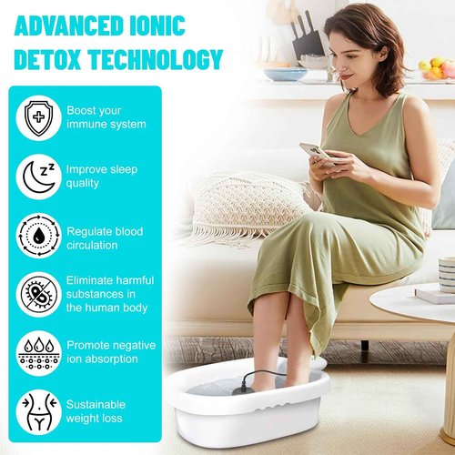 Pilipane Foot Bath Machine, Portable Ionic Detox Foot Bath Machine, Foot Cleanse Foot Detox Spa Machine for Home Use Spa Club Salon Travel