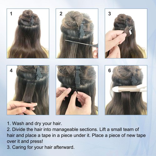 Sixstarhair Ombre Tape In Hair Extensions 20Pieces 50 Grams Fashion Remy Hair Chestnut Brown Fading to Ash Blonde, Bleached Blonde Remy Salon Quality Human Hair [Color R6-60#-20 inch]