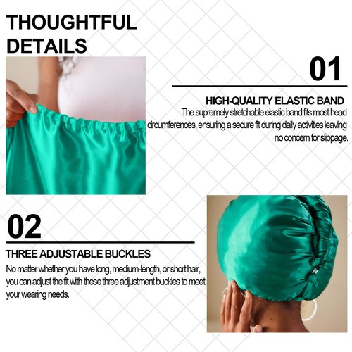 PROMEED Hydrating Silk Hair Wrap with Hyaluronic Acid, 100% 23 Momme Mulberry Silk Turban for Dry Hair and Frizzy Hair, Grade 6a+ Silk Bonnet for Hair Moisturizing Treatment (EMERALD GREEN)