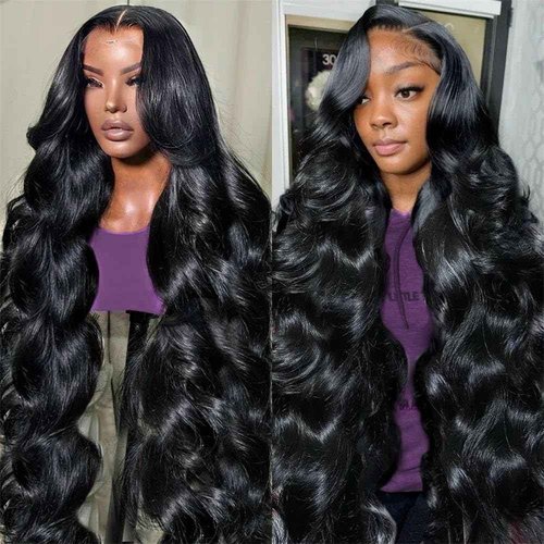 VXCVAE 26 Inch 13x6 Lace Front Wigs Human Hair Pre Plucked 220% Density Body Wave HD Lace Front Wigs Human Hair Natural Black Glueless Frontal Wig for Women