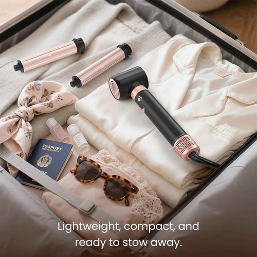 Dual Voltage 3 in 1 Hot Hair Styler – High-Speed Hair Dryer with Air Wrap for Women with Extra Long Barrel Air Styler, European Hair Tools Styling, Fast Drying and Quick Styling, Travel Case