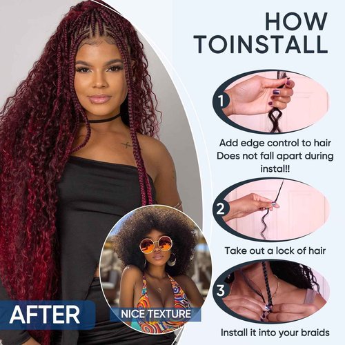 99j Burgundy Human Braiding Hair for Boho Braids,150g 22 inch 6 Bundles Burgundy Deep water Wave Bulk Boho Curly Human Hair for Braiding,Wine red No Weft Wet and Wavy Braiding Hair Extensions