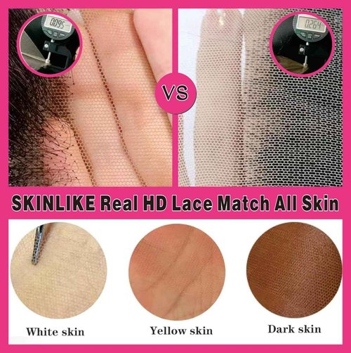 NIKISS 2x6 Skinlike Real HD Lace Closure, Straight Virgin Human Hair Natural Color Pre-Plucked Single Knots 0.095mm Ultra-thin Invisible HD Lace 16 Inch